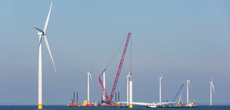 Offshore wind turbines under construction