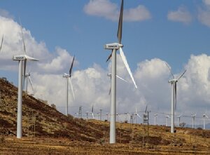 A windfarm in a dry landscape