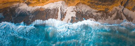 Aerial shot of sea and shoreline